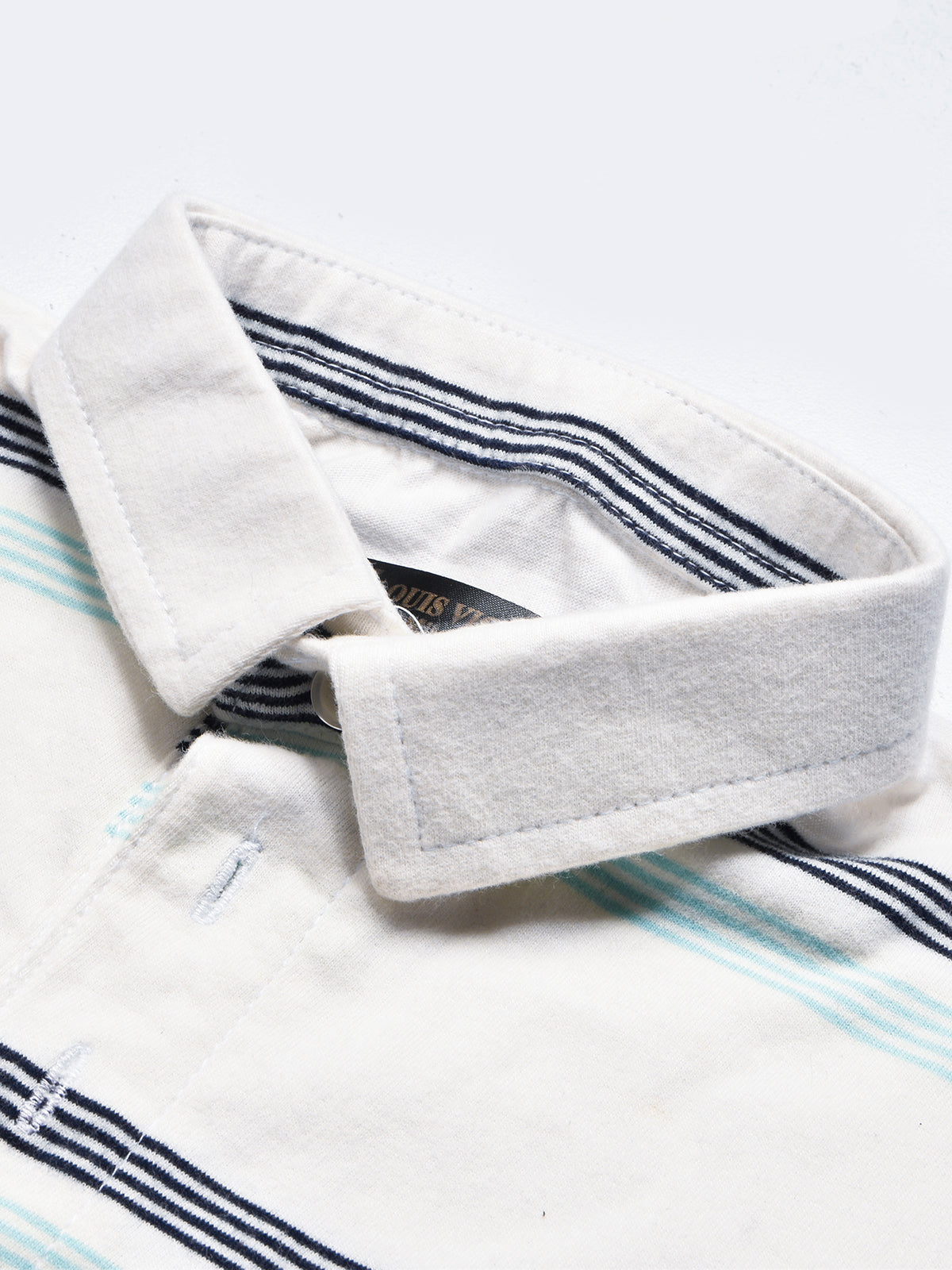 Louis Vicaci Single Jersey Polo Shirt For Kids-White with Stripes-SP1707