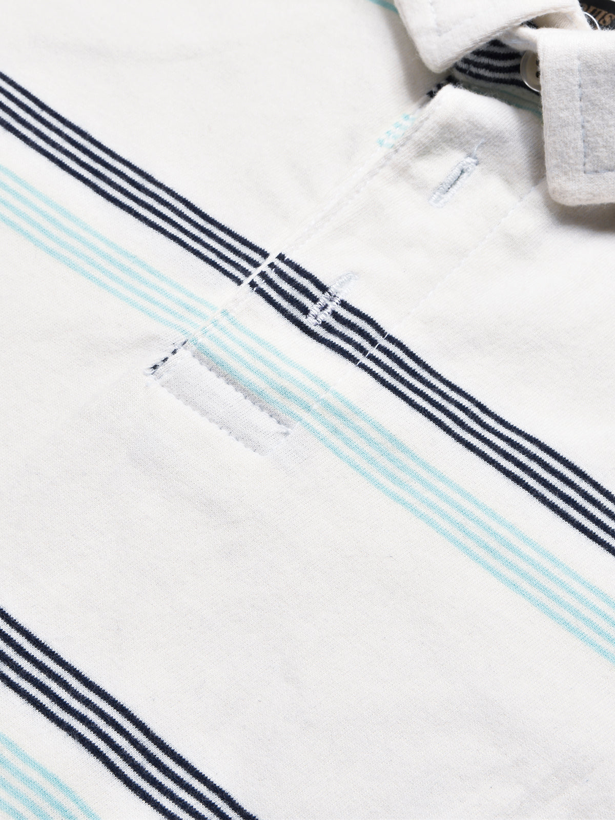Louis Vicaci Single Jersey Polo Shirt For Kids-White with Stripes-SP1707