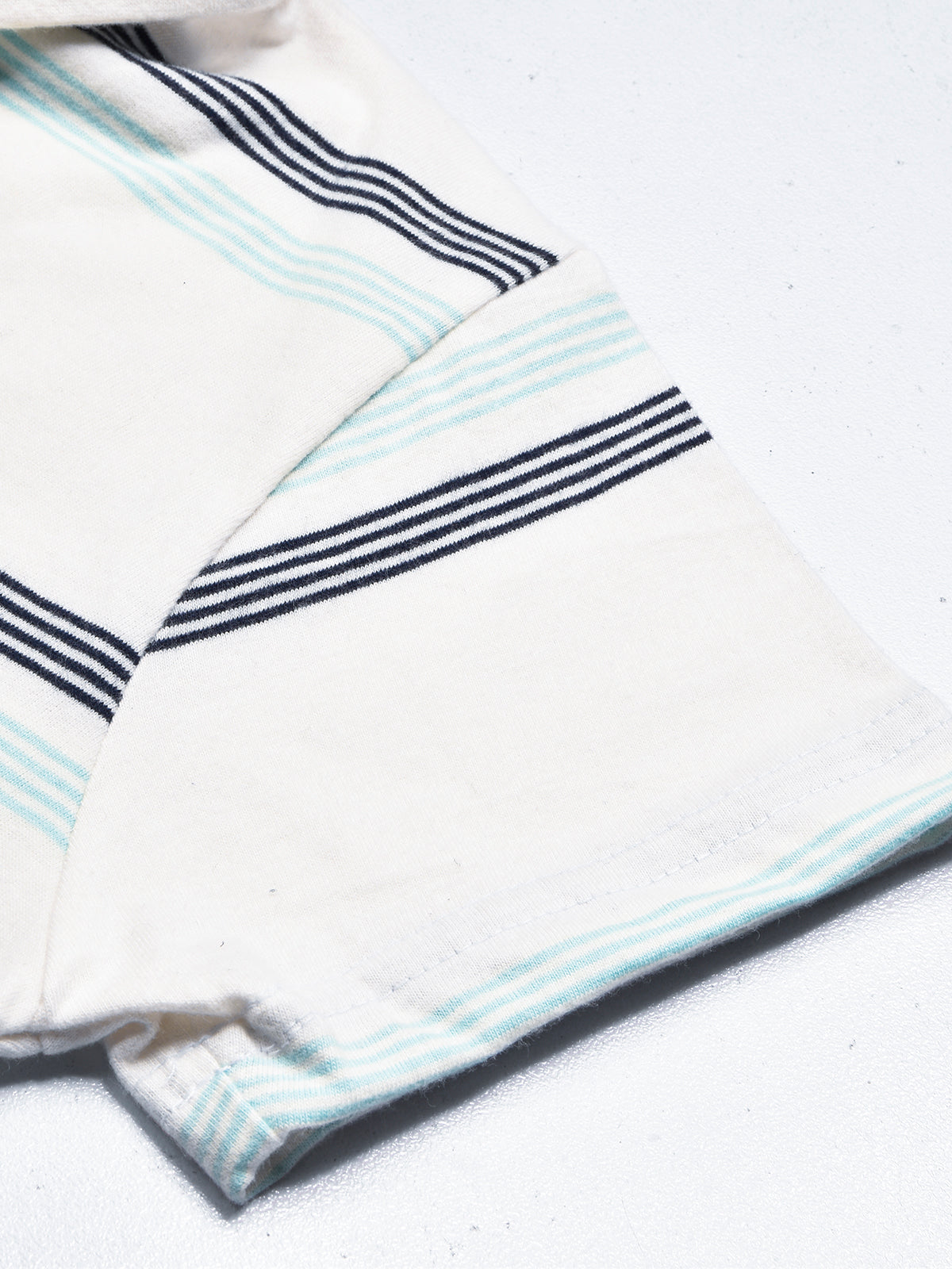 Louis Vicaci Single Jersey Polo Shirt For Kids-White with Stripes-SP1707