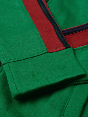 Louis Vicaci Fleece Zipper Tracksuit For Ladies-Green Melange with Black Stripe-SP254/BR266