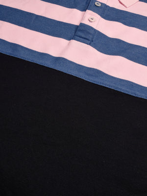 NXT Summer Polo Shirt For Men-Dark Navy & Pink with Blue Stripes-SP1509