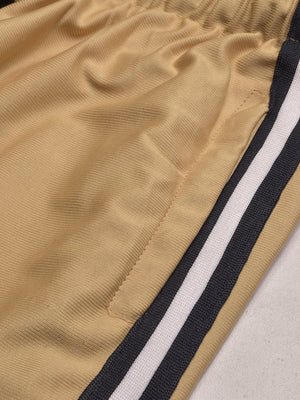 Louis Vicaci Slim Fit Lycra Trouser For Men-Khaki with Black & White Stripes-BE1110/BR13348
