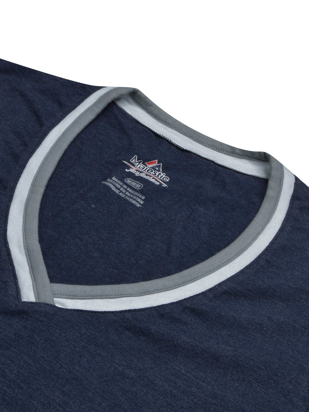 Magestic V Neck Half Sleeve Tee Shirt For Men-Navy Melange-BE1122