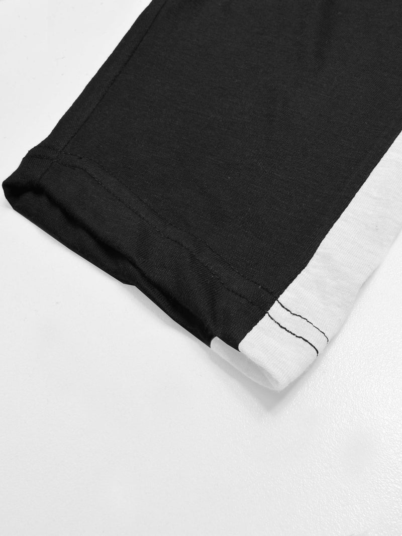 Next Single Jersey Short For Kids-Black With Grey Melange Stripes-RT2510