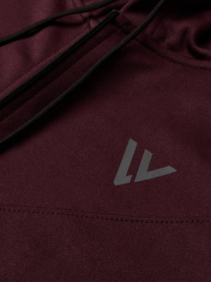 Louis Vicaci Lightning Flash Zipper Hooded Training Tracksuit For Men-Dark Maroon-RT1161