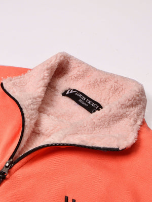 Louis Vicaci Fur Sleeveless Zipper Mock Neck Jacket For Men-Coral Pink-SP01