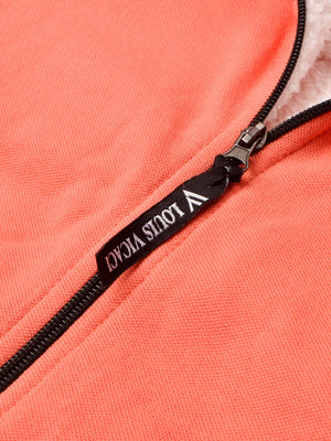 Louis Vicaci Fur Sleeveless Zipper Mock Neck Jacket For Men-Coral Pink-SP01