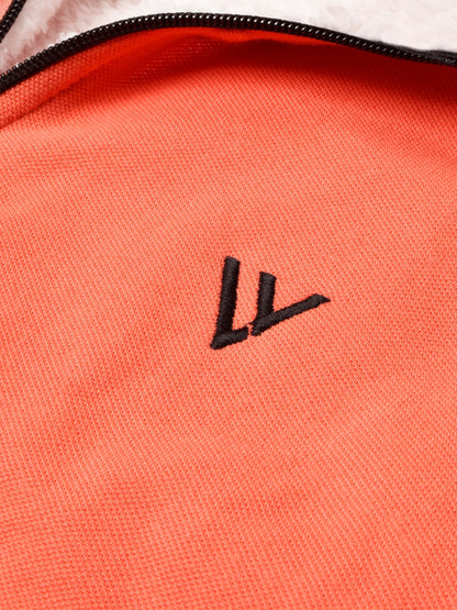 NK Fleece Zipper Mock Neck For Men-Orange-BE665