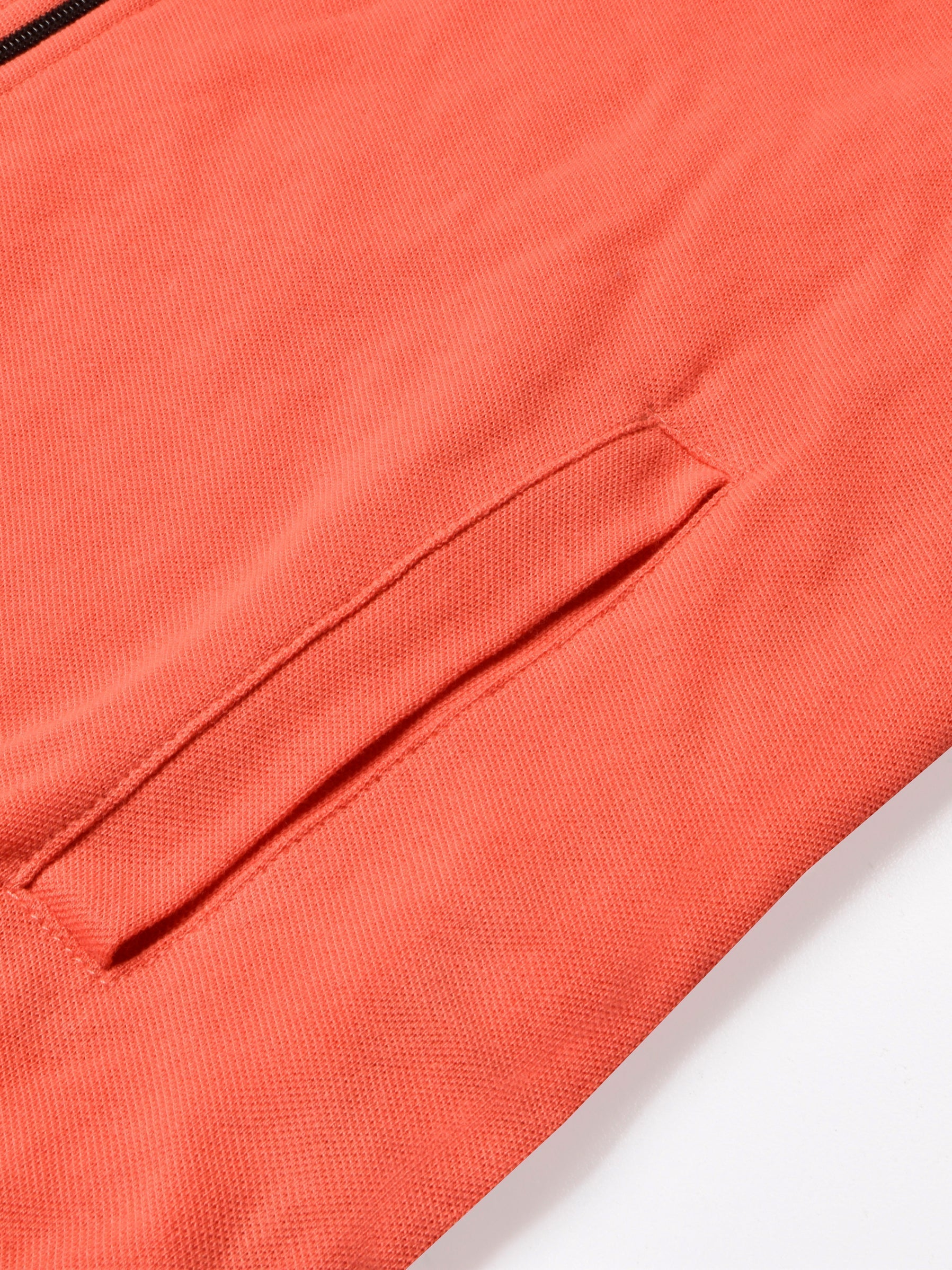 NK Fleece Zipper Mock Neck For Men-Orange-BE665