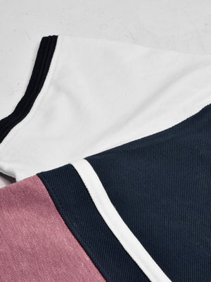 LV Summer Polo Shirt For Men-Dark Pink with Navy & White-SP1579