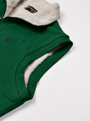 Louis Vicaci Fur Sleeveless Zipper Mock Neck Jacket For Men-Green-SP321