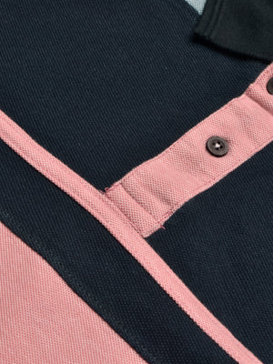 LV Summer Polo Shirt For Men-Pink Melange with Navy & Off White-SP1588