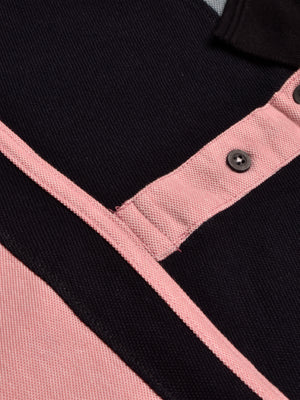 LV Summer Polo Shirt For Men-Pink Melange with Navy & Bond Blue-SP1583