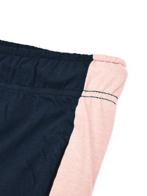 Summer Single Jersey Slim Fit Trouser For Men-Navy With Baby Pink Stripes-SP133/RT107