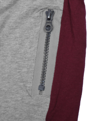 Next Slim Fit Jogger Trouser For Kids-Grey Melange with Dark Maroon & Dark Navy  Panels-SP2631