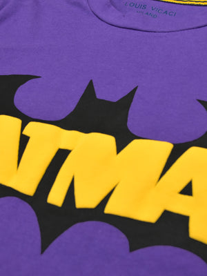 Batman Style Single Jersey Crew Neck Tee Shirt For Kids-Purple-RT231