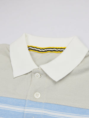 Summer Polo Shirt For Men-Smoke White with Sky Blue Pannel-RT48