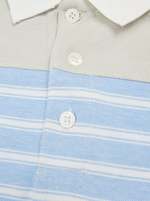 Summer Polo Shirt For Men-Smoke White with Sky Blue Pannel-RT48