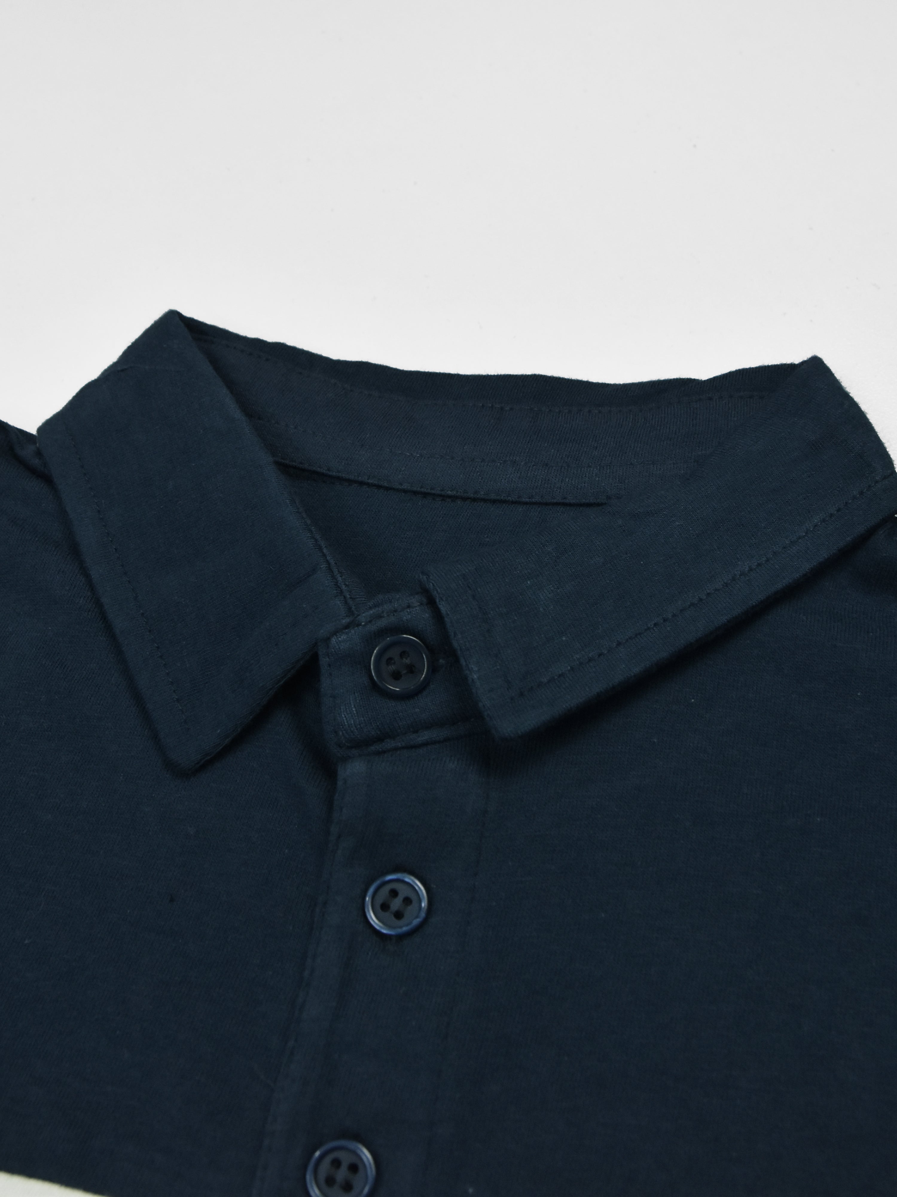 NXT Summer Polo Shirt For Men-Dark Navy With White & Brown Stripe-SP1445/RT2332