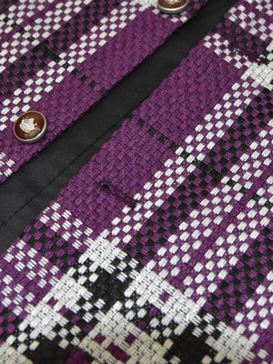 Classic Jute Almond Traditional Waistcoat For Men-Purple Chek-RT413/SP23