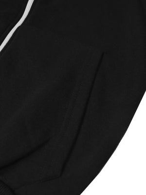 Next Fleece Zipper Hoodie For Men-Black With Grey Melange Panel-SP705