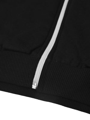 Next Fleece Zipper Hoodie For Men-Black With Grey Melange Panel-SP705