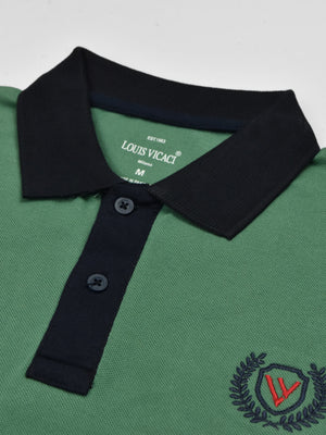 LV Summer Polo Shirt For Men-Dark Sea Green & Dark Navy-SP1569