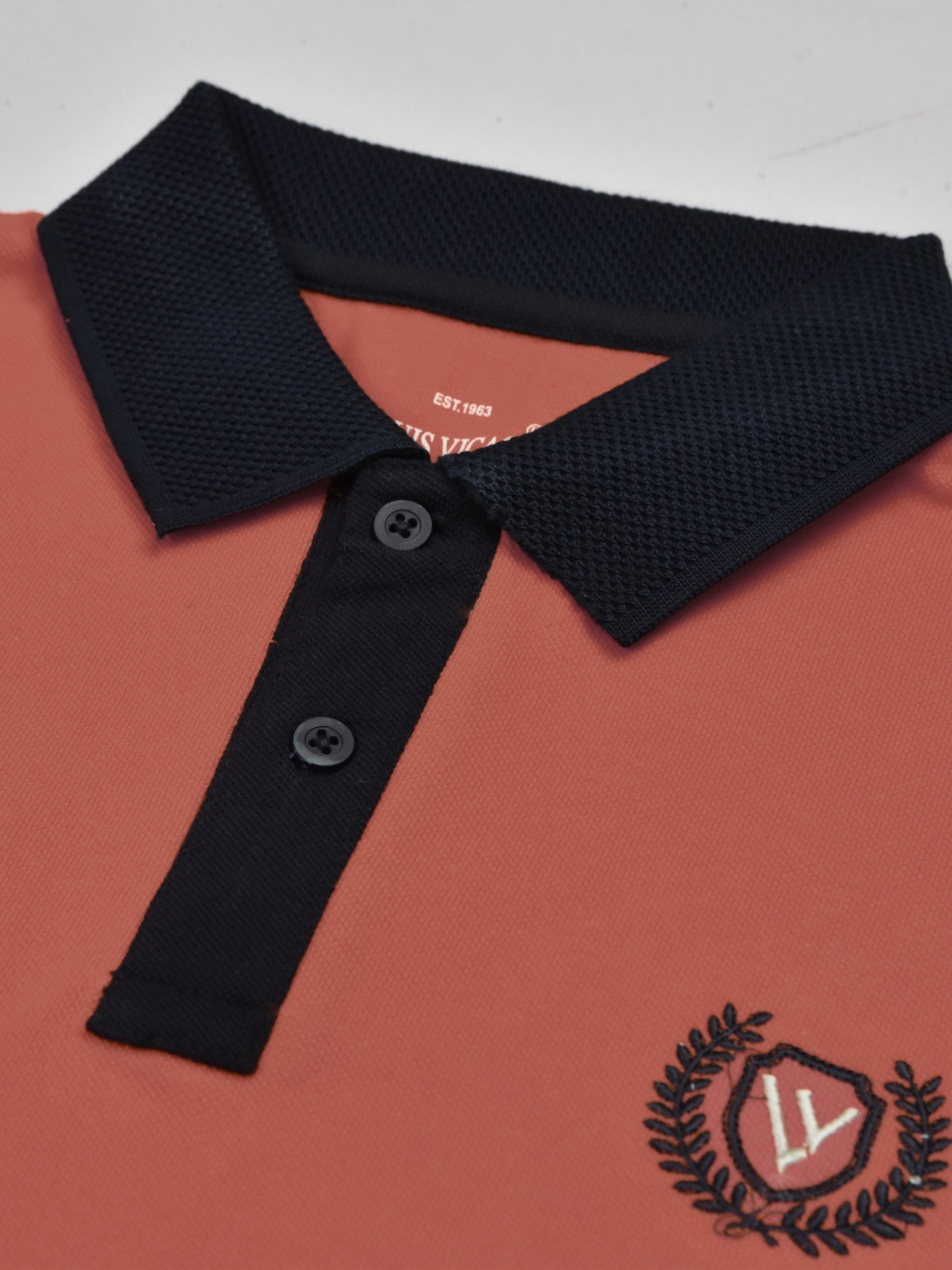 LV Summer Polo Shirt For Men-Carrot Red & Dark Navy-SP1546/RT2366