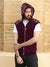 Louis Vicaci Fleece Sleeveless Zipper Sweater For Men-Maroon-RT1506