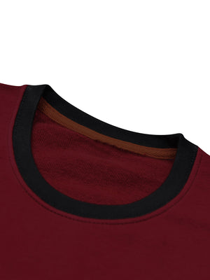 Upgrade Fashion Terry Fleece Funky Style Sweatshirt For Men-Maroon with Black-BE2356