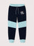 Drift King Slim Fit Terry Fleece Jogger Trouser For Kids-Navy With Assorted Panel-SP863