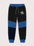 Drift King Slim Fit Terry Fleece Jogger Trouser For Kids-Black With Assorted Panel-SP869