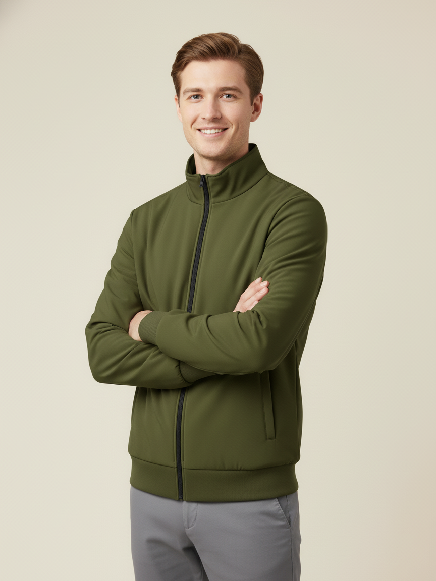 Payper Puffer Zipper Mockneck Jacket For Men-Olive Green-PH23