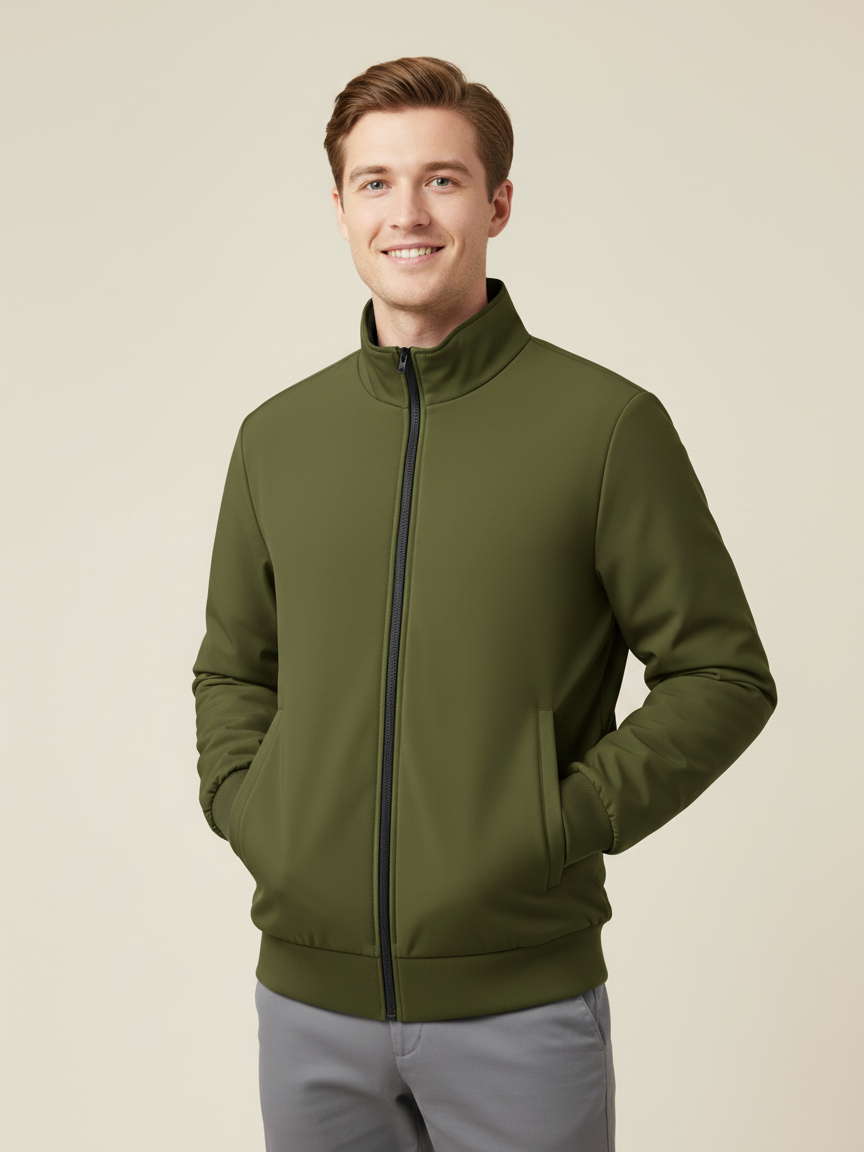 Payper Puffer Zipper Mockneck Jacket For Men-Olive Green-PH23