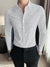 Louis Vicaci Super Stretchy Slim Fit Long Sleeve Summer Formal Casual Shirt For Men-White with Grey Lining-BR521