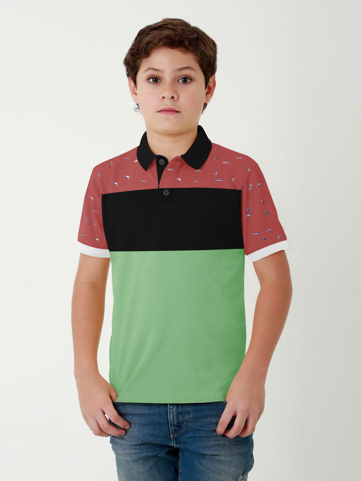 NXT Half Sleeve P.Q Polo Shirt For Kids-Pink with Black & Maroon-SP1683