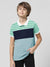 NXT Summer P.Q Polo Shirt For Kids-Sky With Navy & Green Panel-BE941