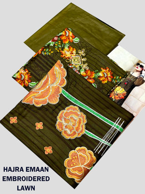 Hajra Eman 90/70 Lawn Unstitched 3 Pcs Suit For Women-BE2952/LV266