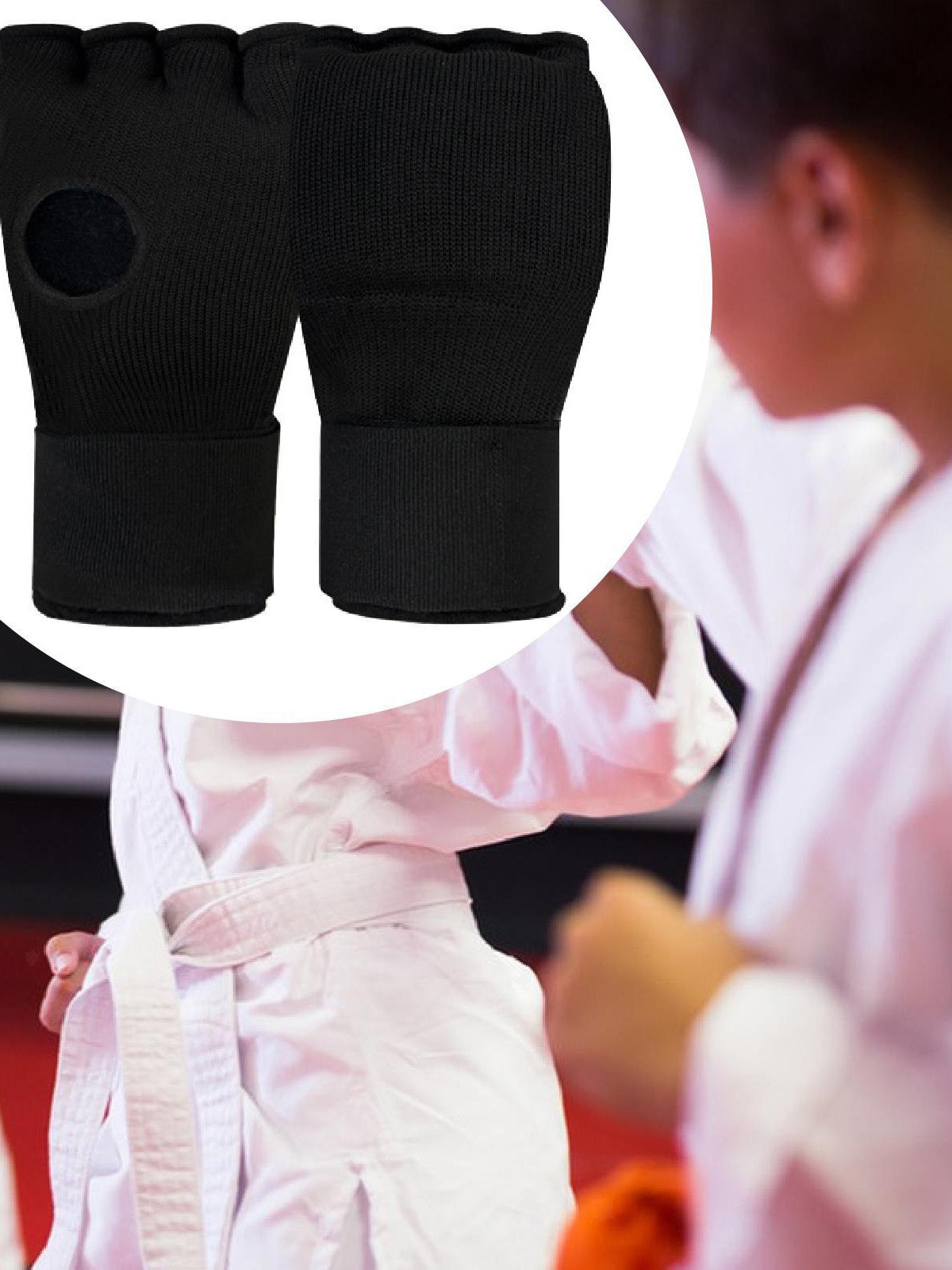 Half Finger Boxing Hand Gel Gloves-Black-LV443