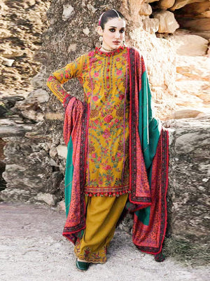 Hussain Rehar Dhanak with Printed Wool Shawl Unstitched 3 Pcs Suit For Women-BE2972/LV281