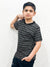 RBX Summer Single Jersey Henley Tee Shirt For Kids-Black & Grey Stripe-BE1068/BR13304