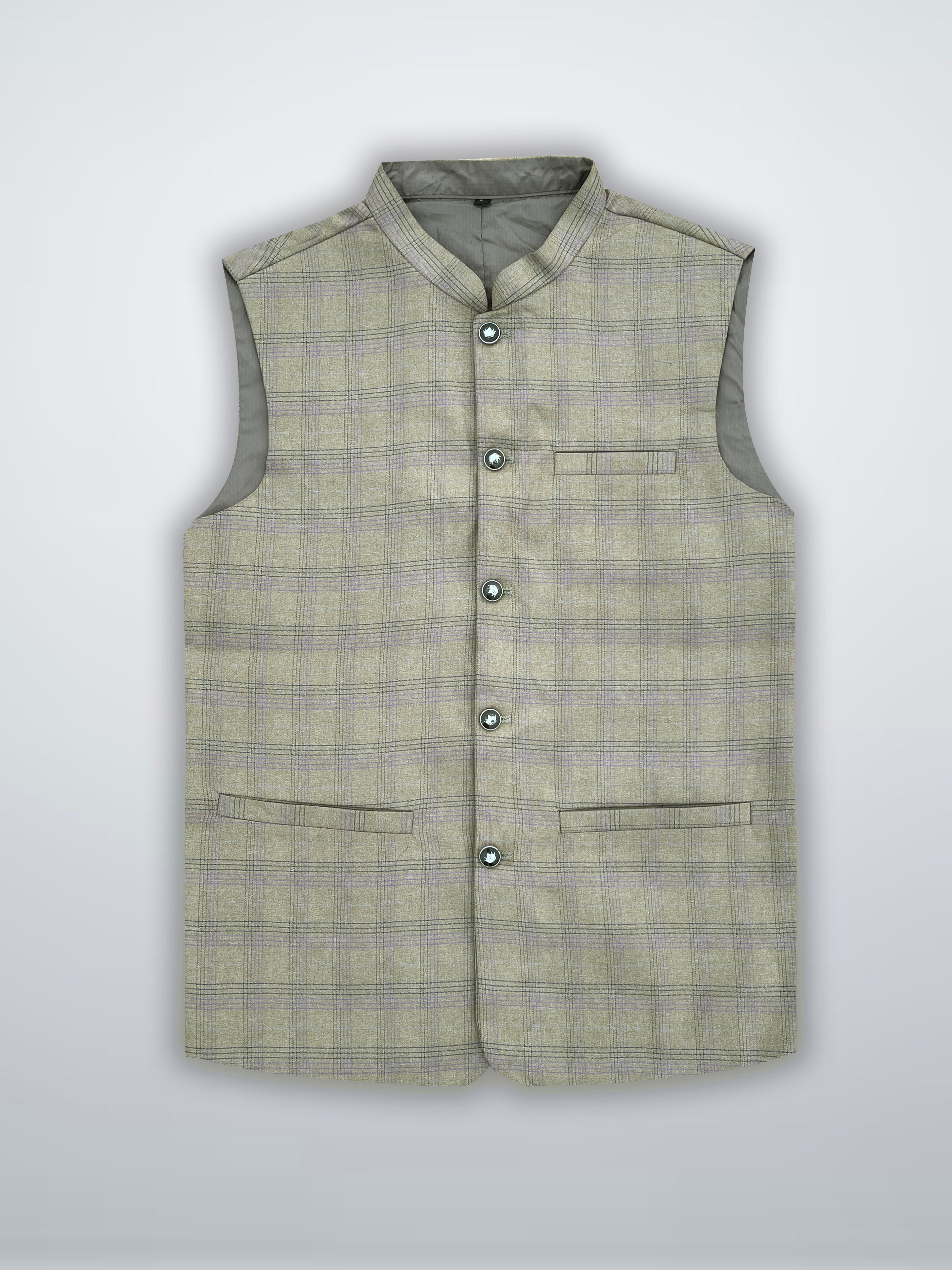 Men’s Premium Tropical Waistcoat Light Grey Checked-WC14