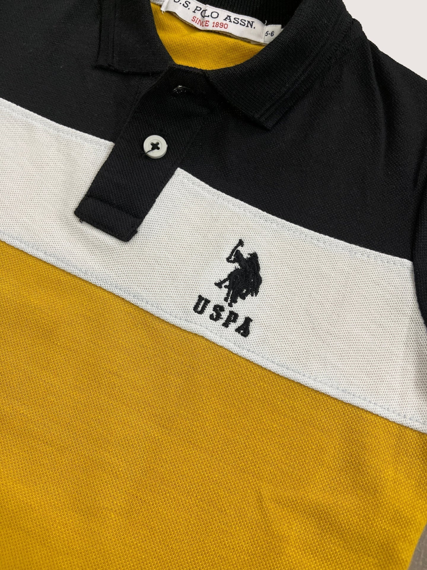 USPA Half Sleeve P.Q Polo Shirt For Kids-Black & Yellow-RT1932