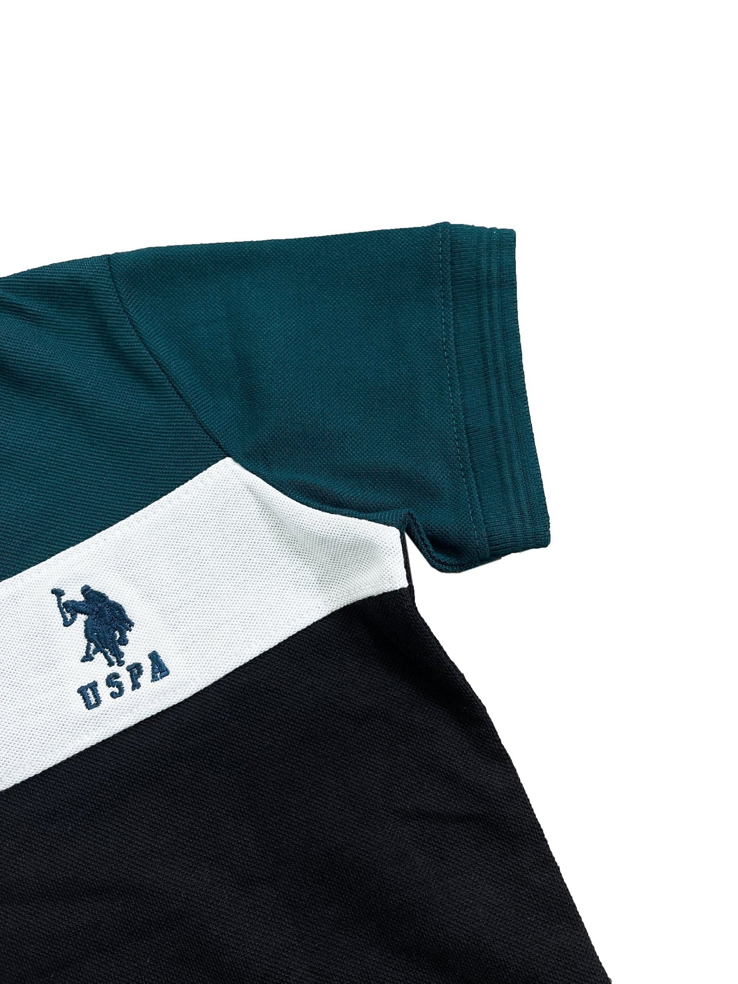 USPA Half Sleeve P.Q Polo Shirt For Kids-Black & Zinc-RT1930