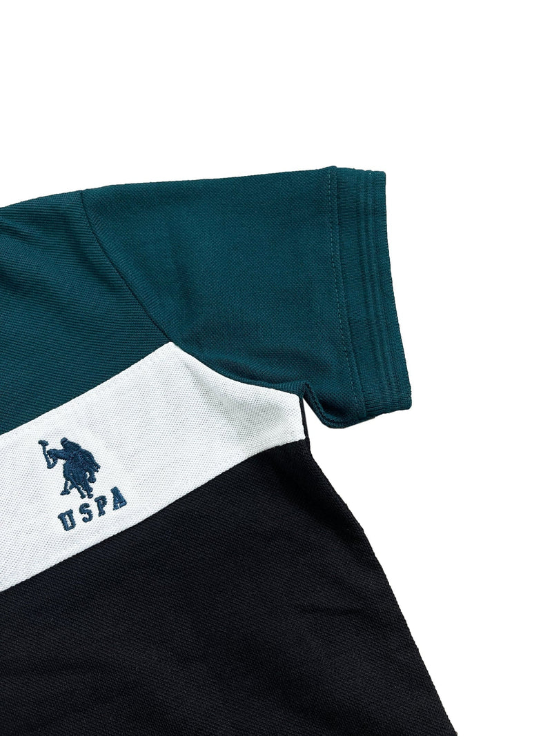 USPA Half Sleeve P.Q Polo Shirt For Kids-Black & Zinc-RT1930