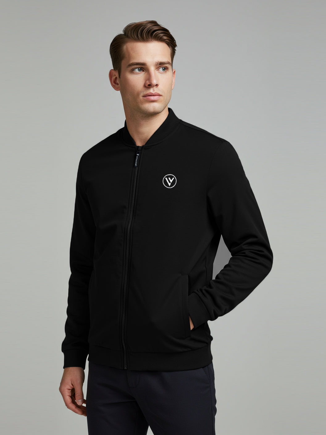 Louis Vicaci Zipper Fur Bomber Jacket For Men-Black-BE209/BR1010