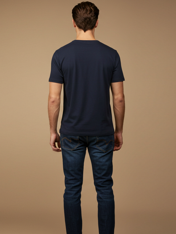 47 Crew Neck Tee Shirt For Men-Dark Navy-BE3192