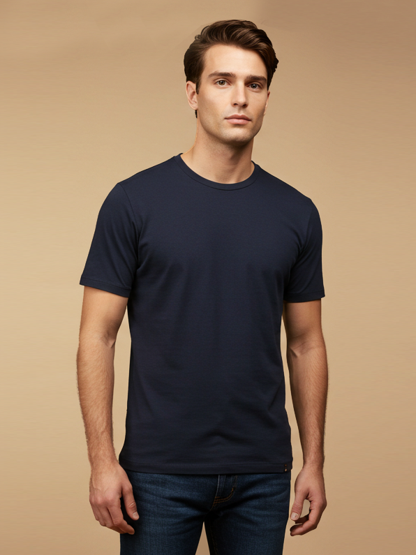 47 Crew Neck Tee Shirt For Men-Dark Navy-BE3192