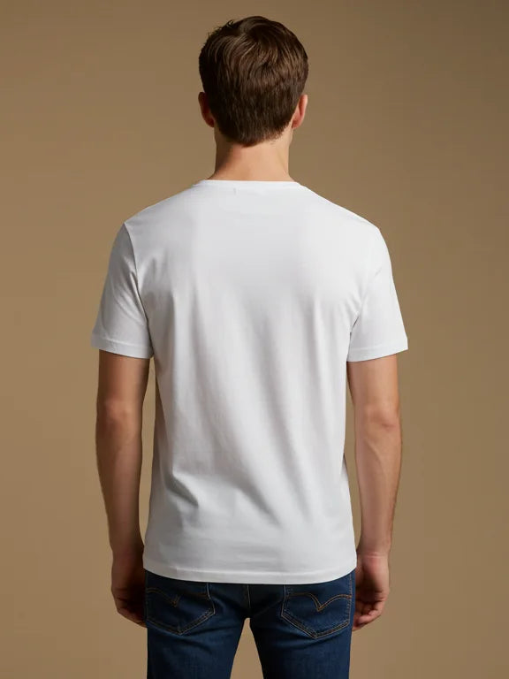 47 Single Jersey Crew Neck Tee Shirt For Men-White with Print-SP1649/RT2389