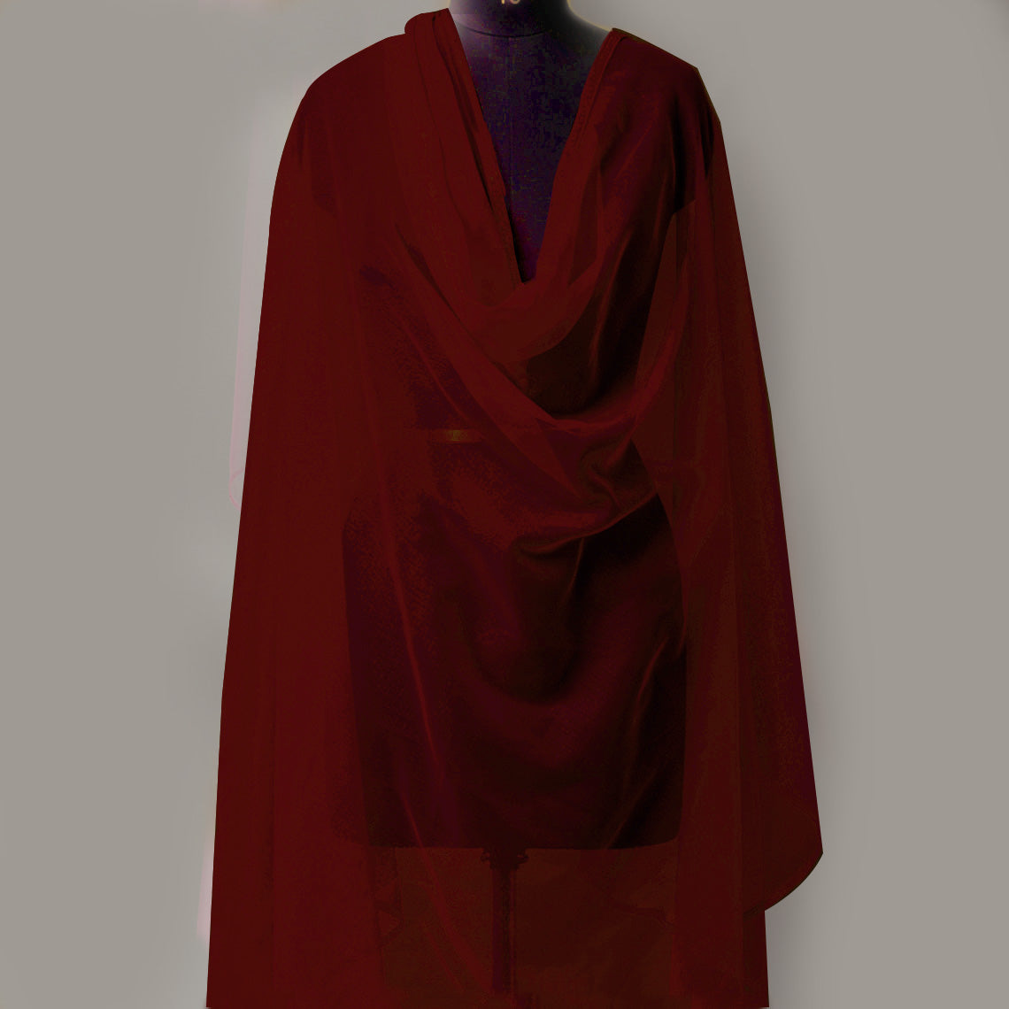 Imported Net Dupatta-Burgundy